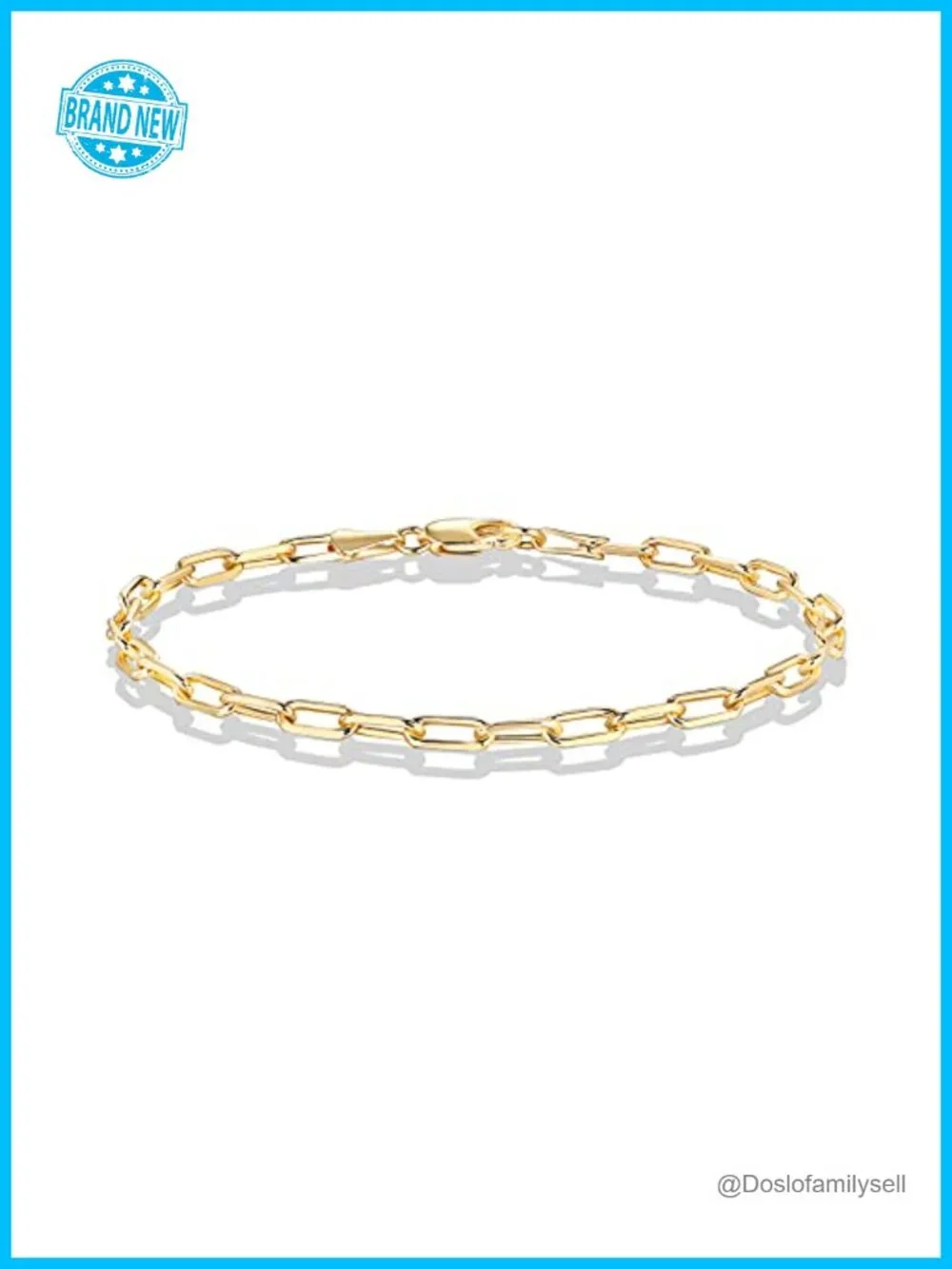 3.6mm Paperclip Chain Adjustable Bracelet with Lobster Clasp